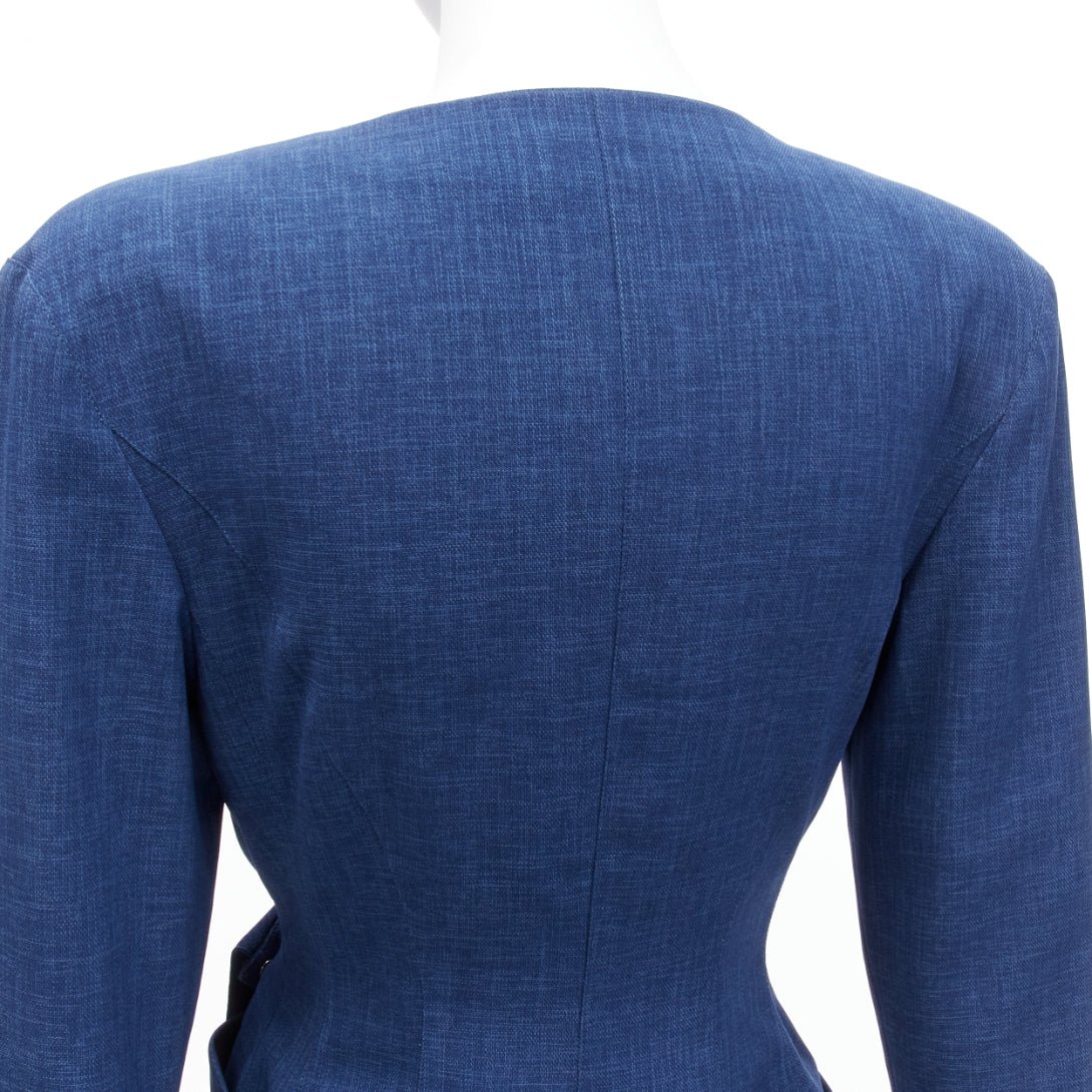 Thierry Mugler Blue Drape Collar Blazer - Image 10