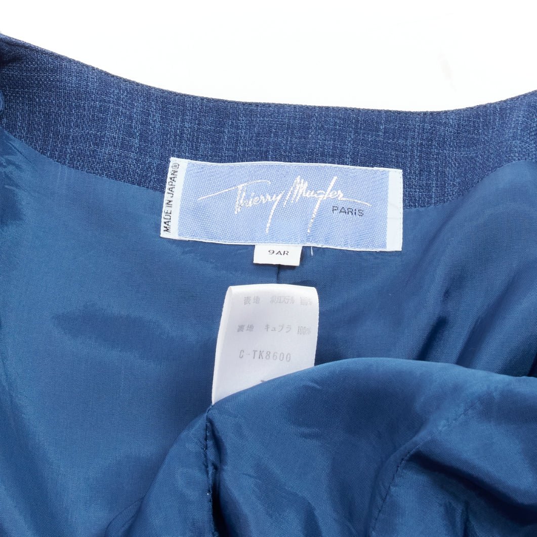 Thierry Mugler Blue Drape Collar Blazer - Image 11