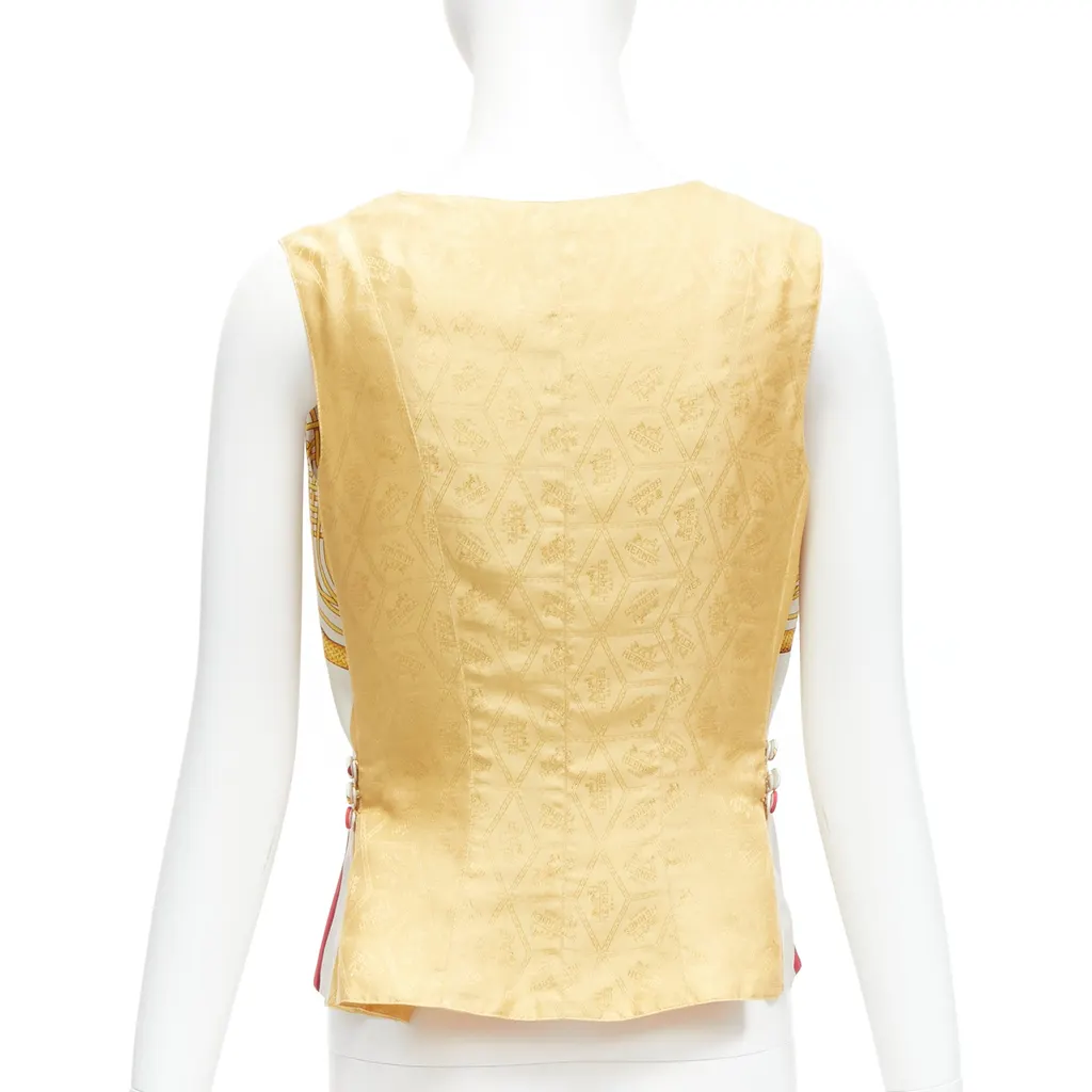 Hermès Hussar Waistcoat Vest Red Silk Never worn - Box View