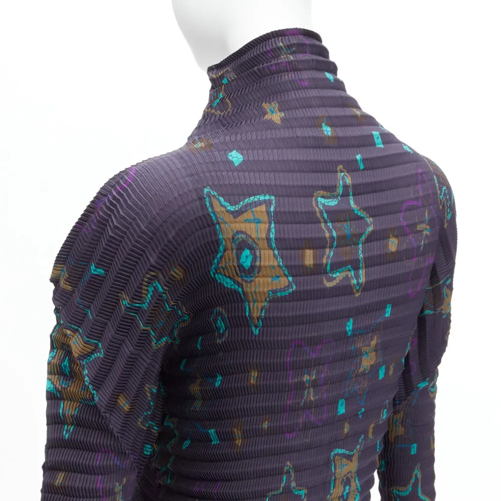 Pleats Please Star Collar Pleats Navy Polyester Never worn - Back View