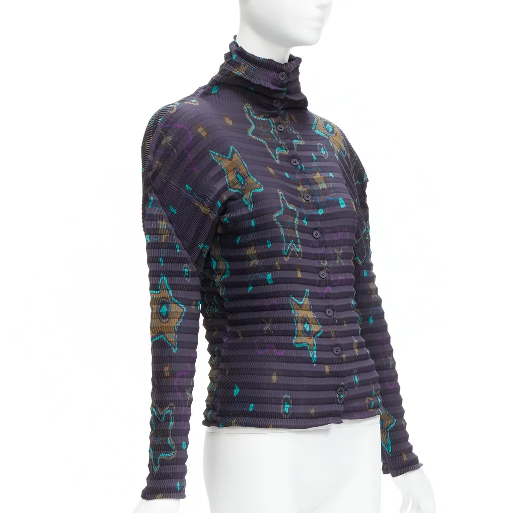 Pleats Please Star Collar Pleats Navy Polyester Never worn - Inside View