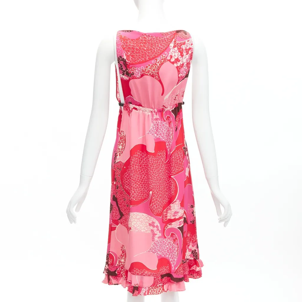 Gucci Floral Cutout Dress Red Silk Never worn - Box View