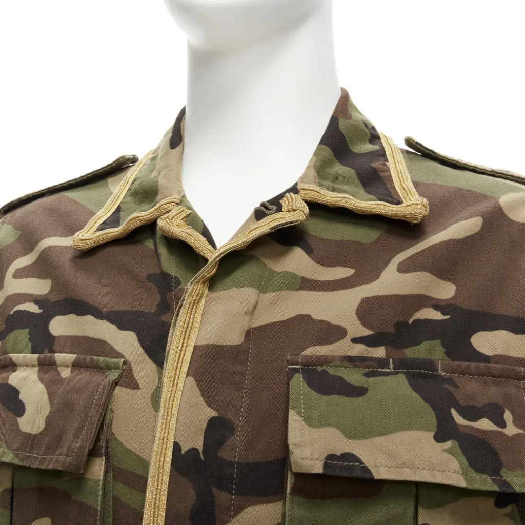 Saint Laurent Camouflage Military Jacket Green Cotton Never worn - Back View
