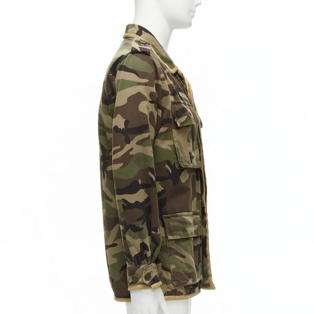 Saint Laurent Camouflage Military Jacket Green Cotton Never worn - Model View