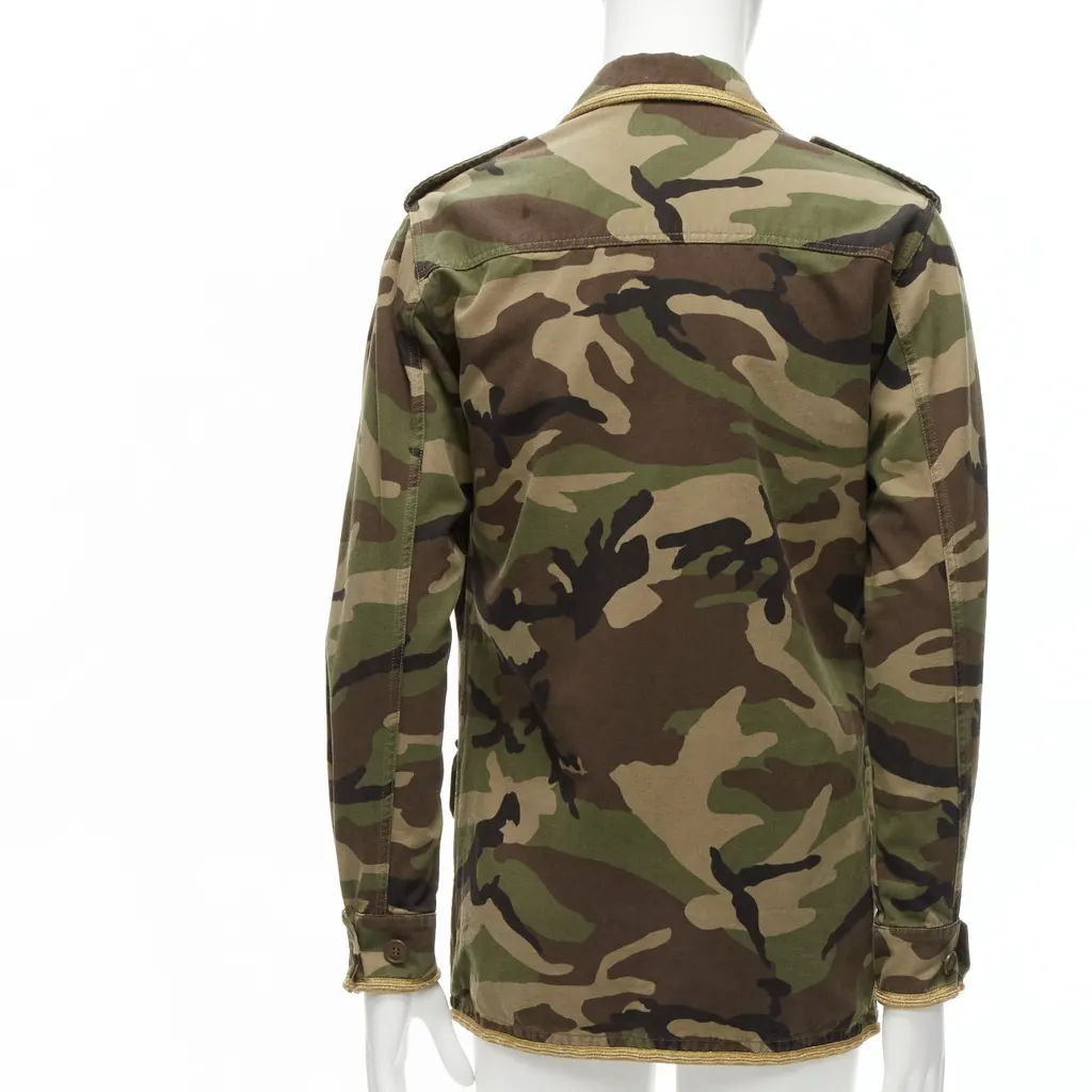 Saint Laurent Camouflage Military Jacket Green Cotton Never worn - Box View
