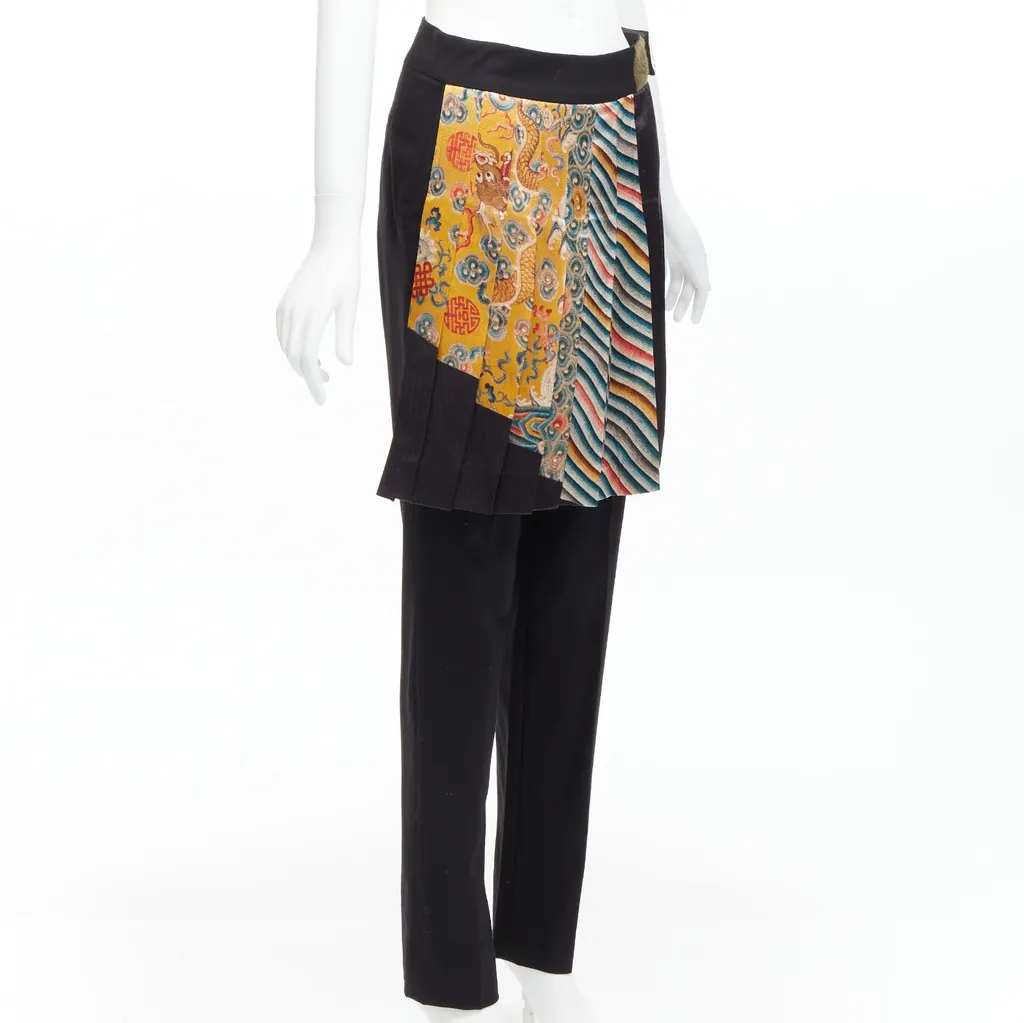 Dries Van Noten Dragon Kilt Pants Black Wool Never worn, with tag - Inside View