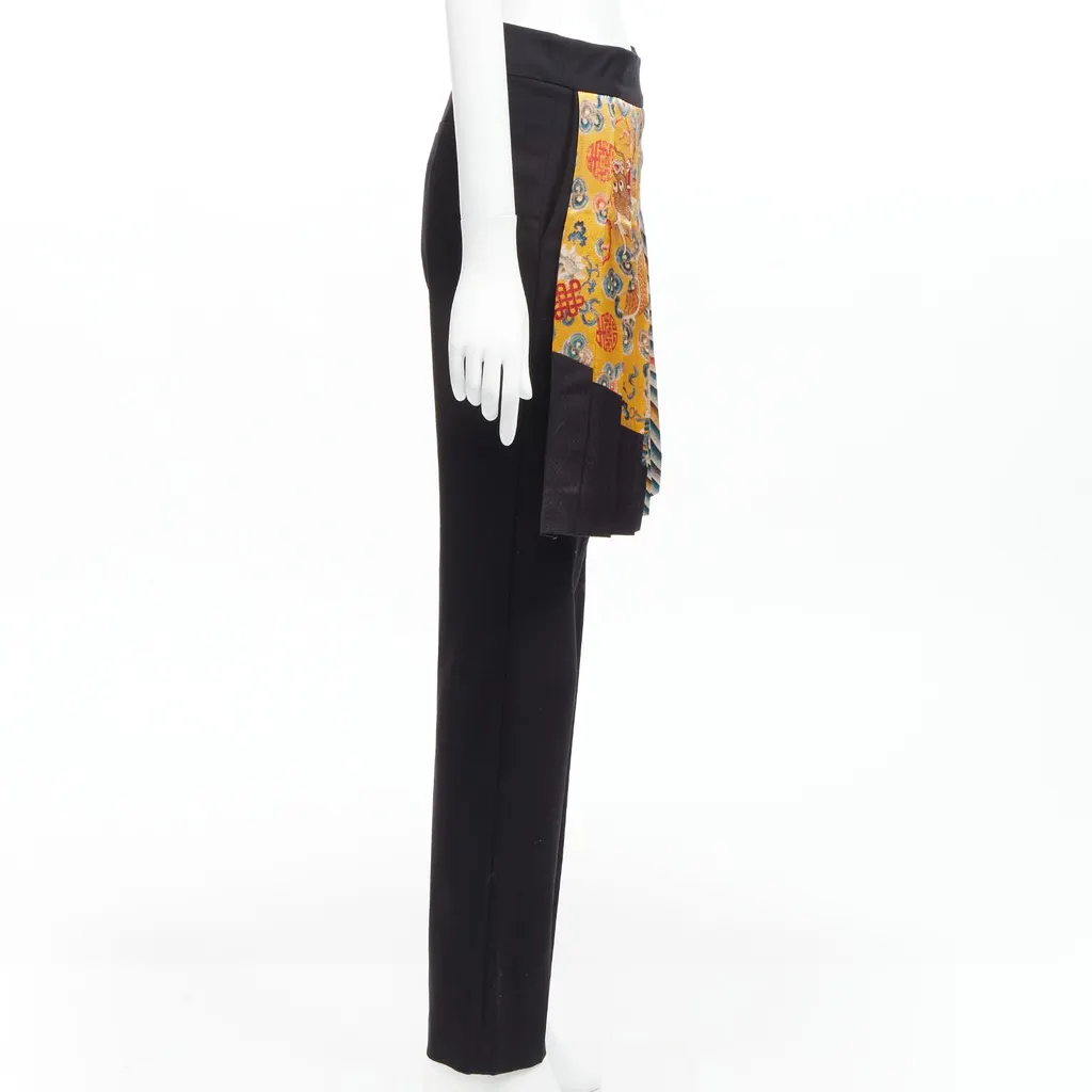 Dries Van Noten Dragon Kilt Pants Black Wool Never worn, with tag - Model View