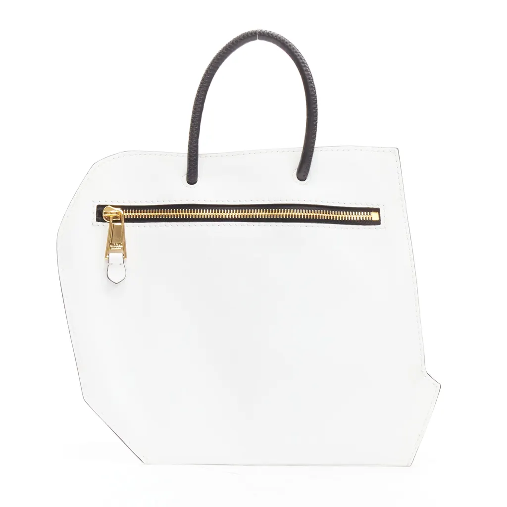Moschino 2D Tote Clutch White Leather Never worn - Inside View