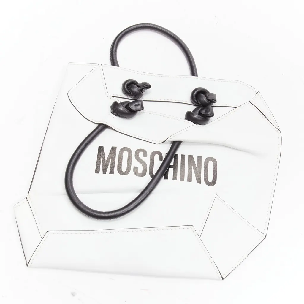 Moschino 2D Tote Clutch White Leather Never worn - Box View