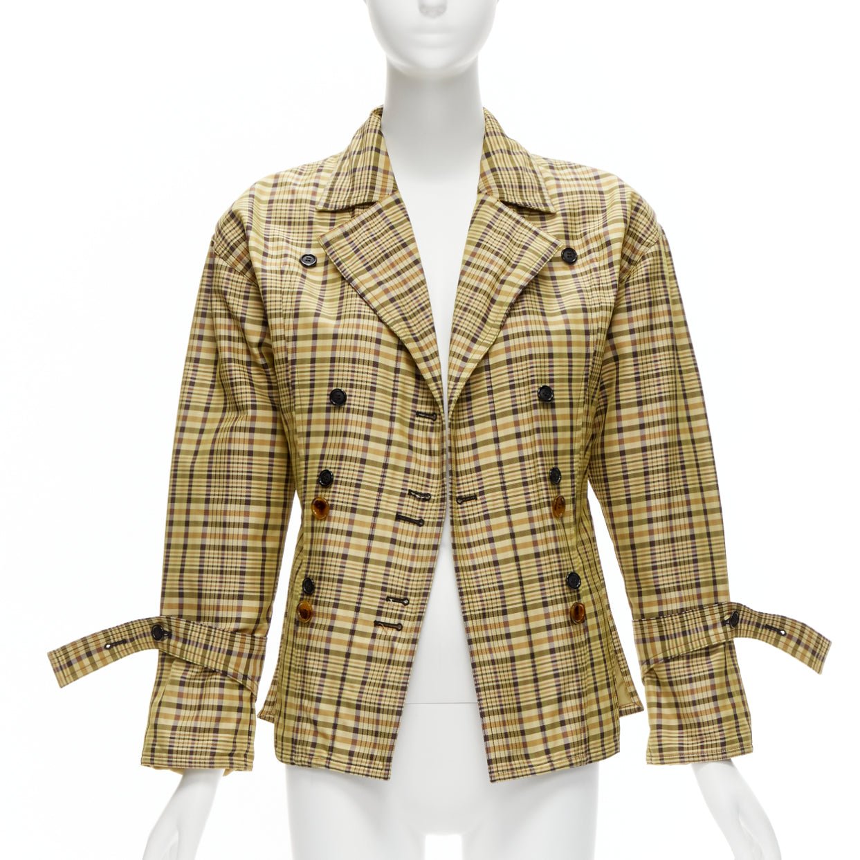 Celine Beige Checked Waist Jacket - Image 6