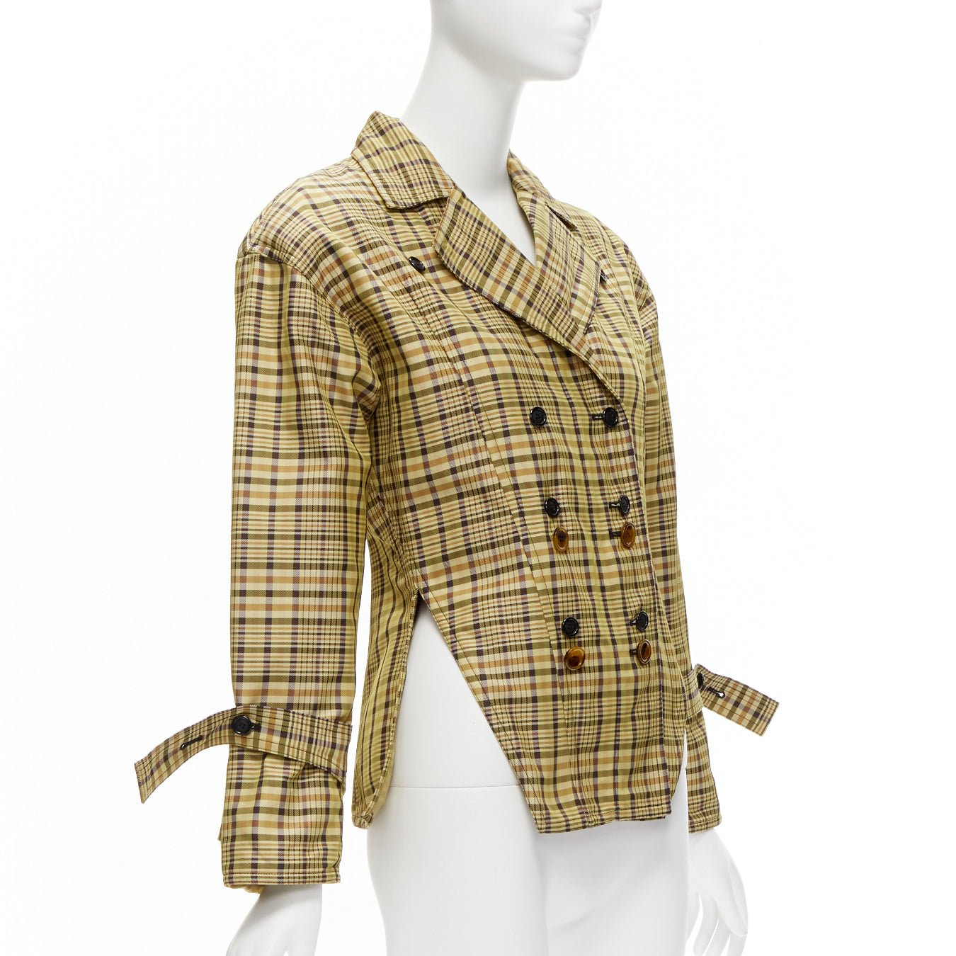 Celine Beige Checked Waist Jacket - 4