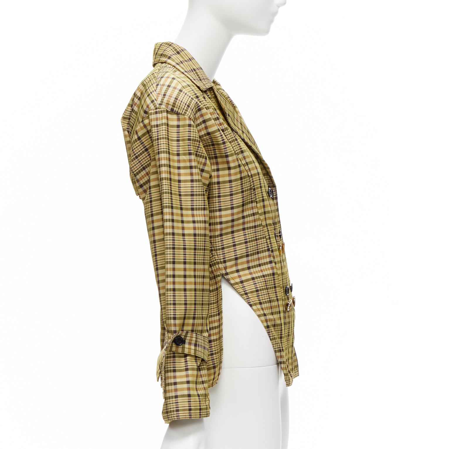 Celine Beige Checked Waist Jacket - Side view