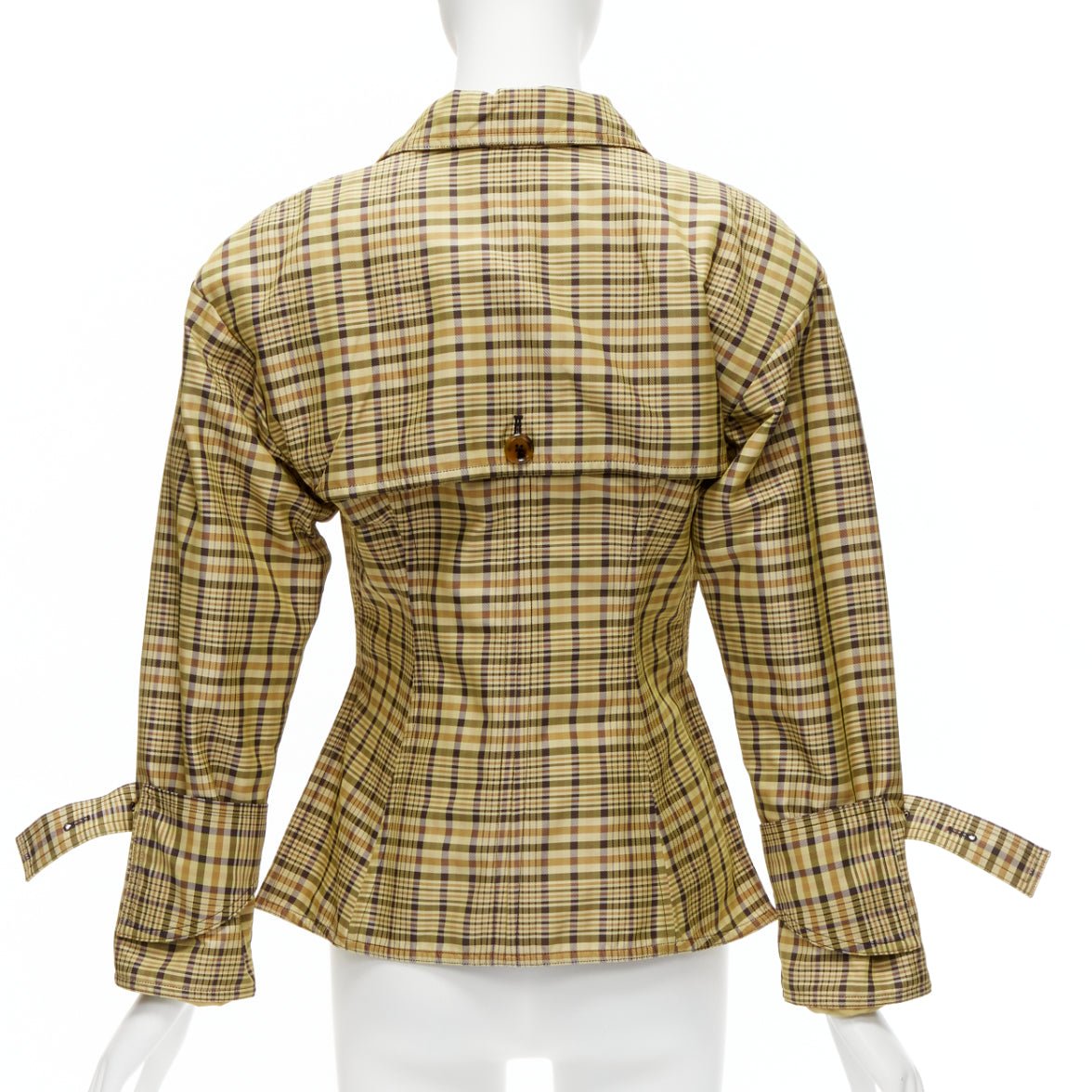 Celine Beige Checked Waist Jacket - Detail 1