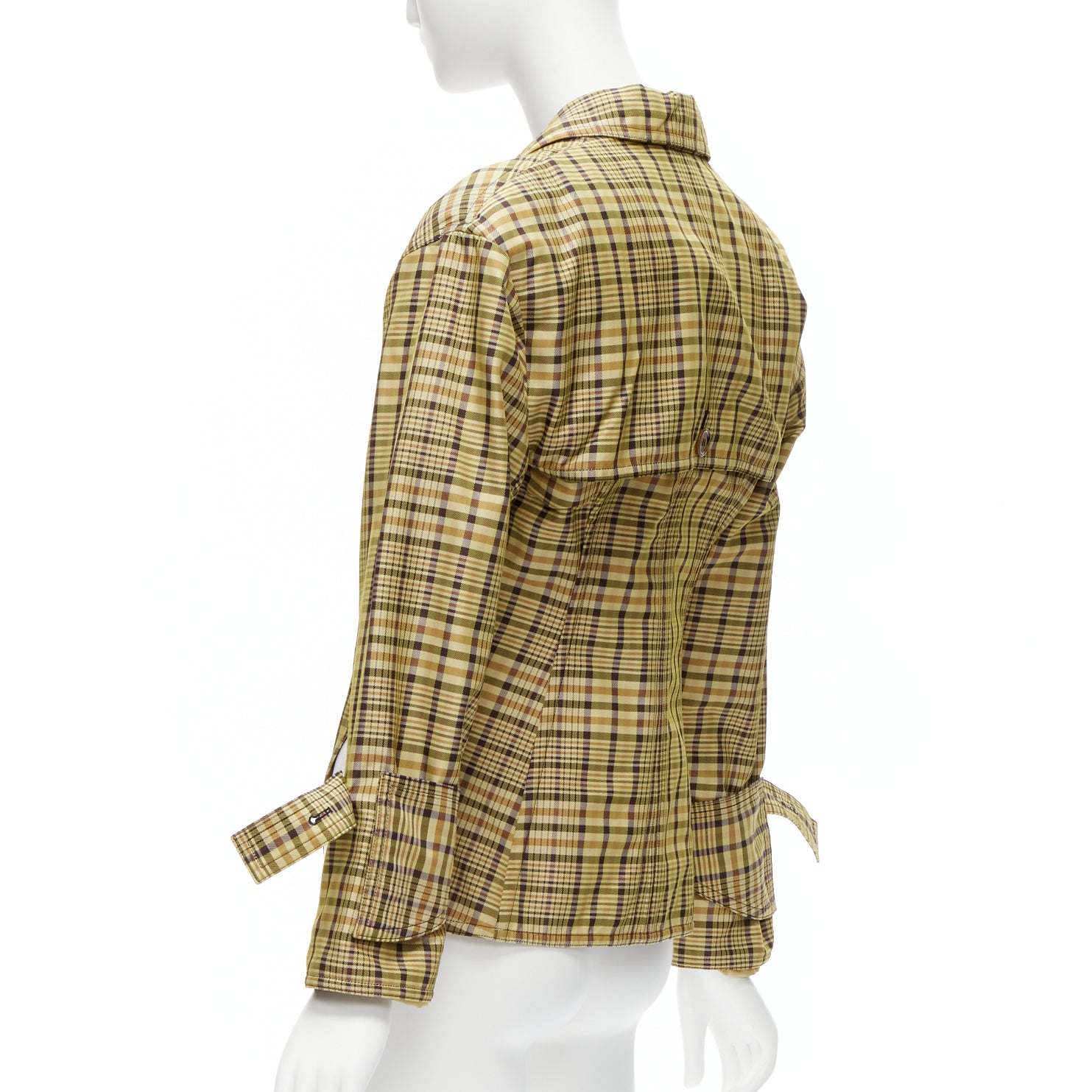 Celine Beige Checked Waist Jacket - Detail 2