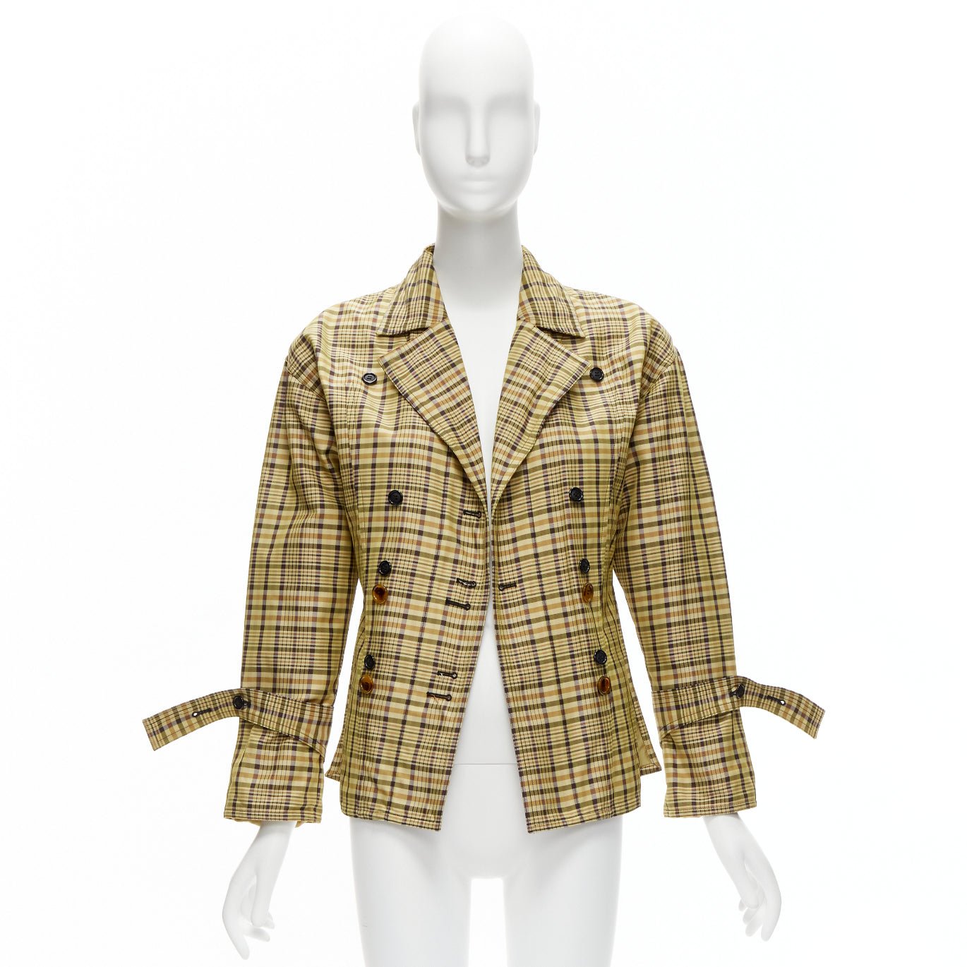 Celine Beige Checked Waist Jacket - Image 13
