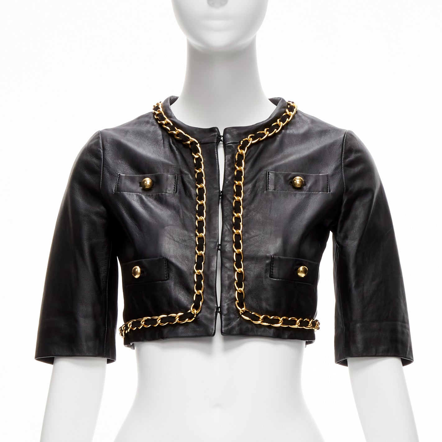Moschino Gold Chain Leather Jacket