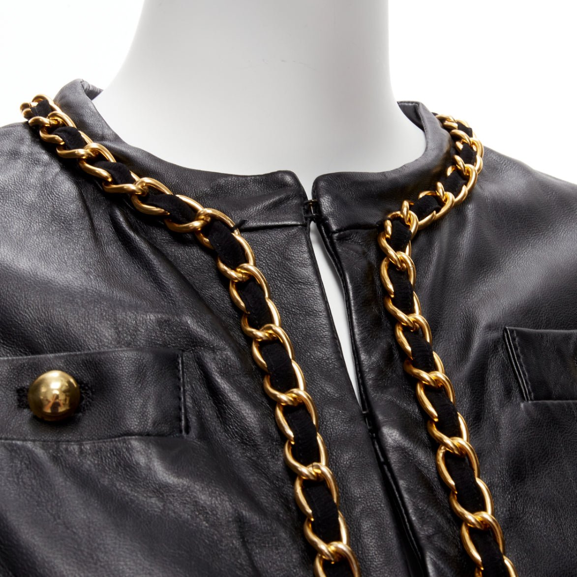 Moschino Gold Chain Leather Jacket - Back view