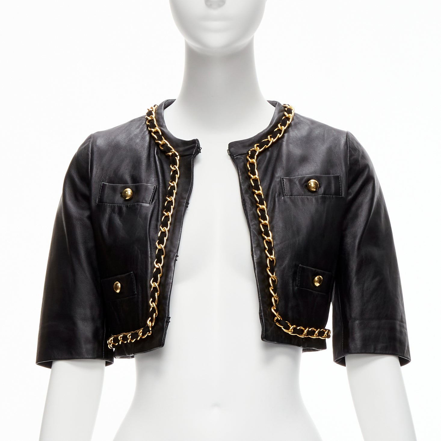 Moschino Gold Chain Leather Jacket - Image 6