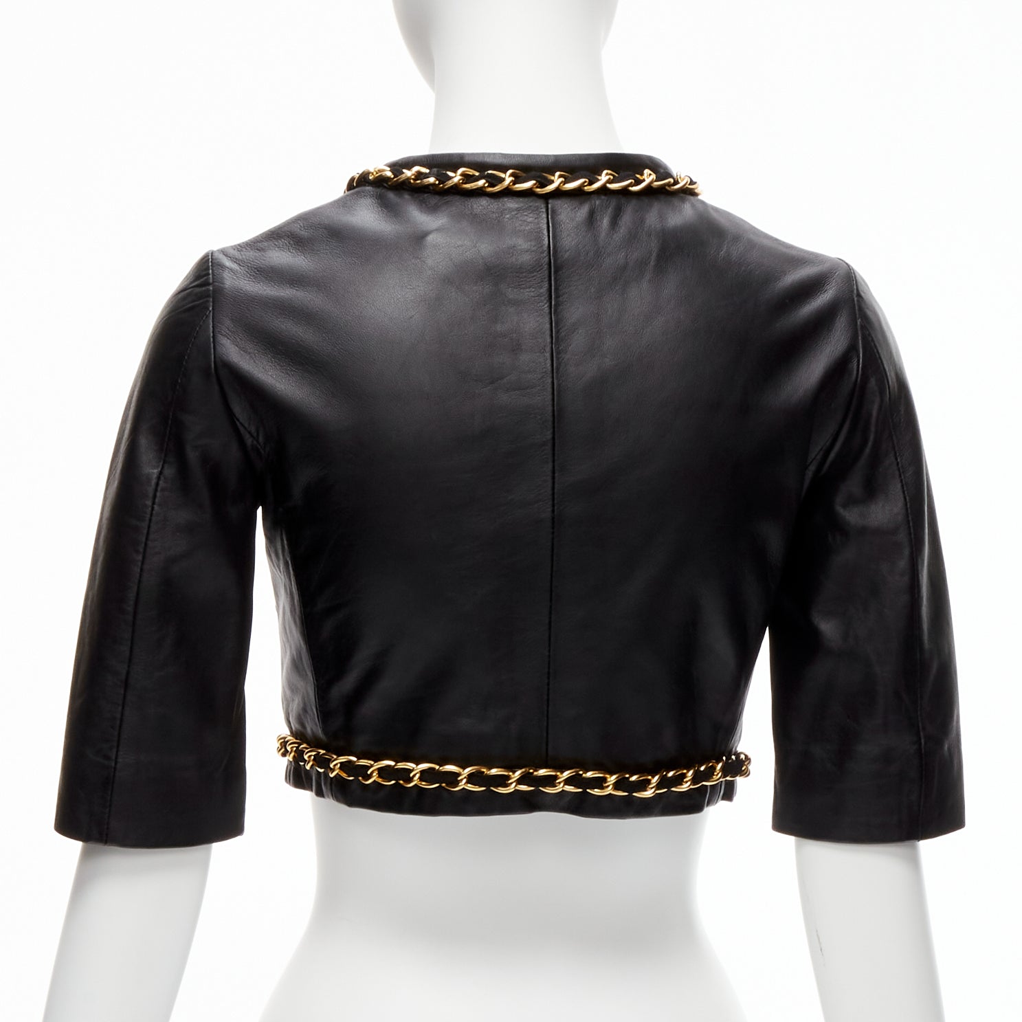 Moschino Gold Chain Leather Jacket - Detail 1
