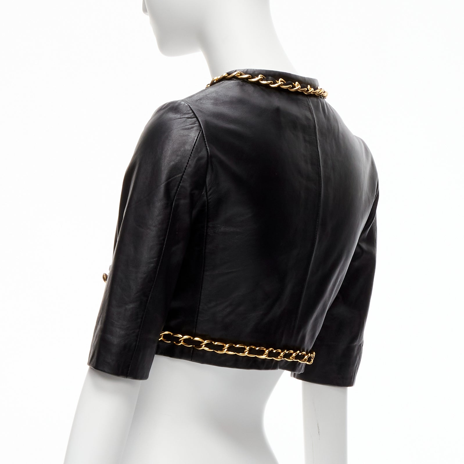 Moschino Gold Chain Leather Jacket - Detail 2