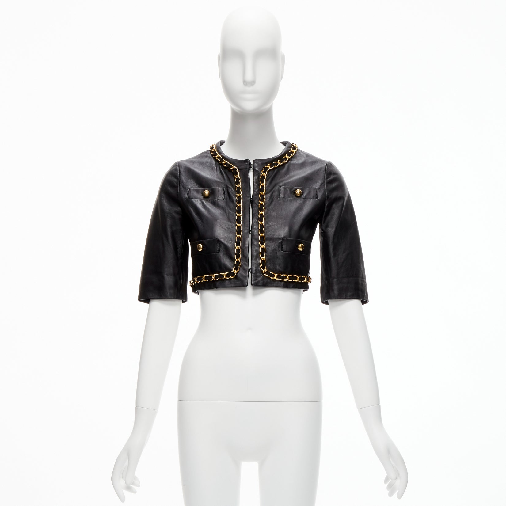 Moschino Gold Chain Leather Jacket - Image 12