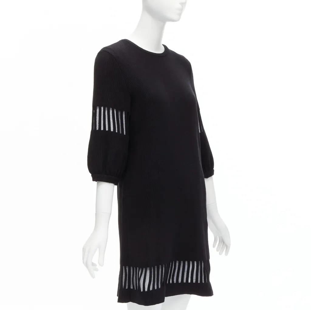 Chanel Cut Out Sweater Dress Black Wool Never worn - Inside View