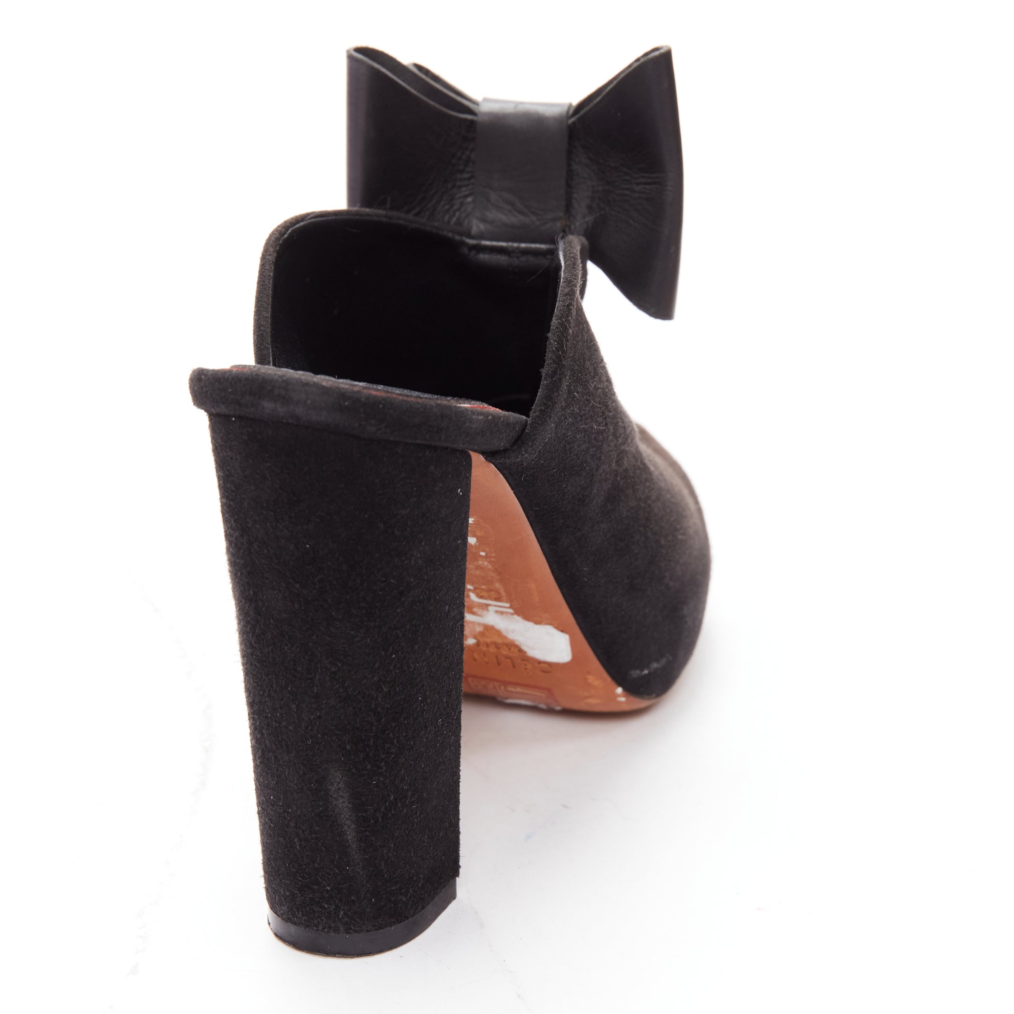 Celine Suede Bow Mules - Image 10