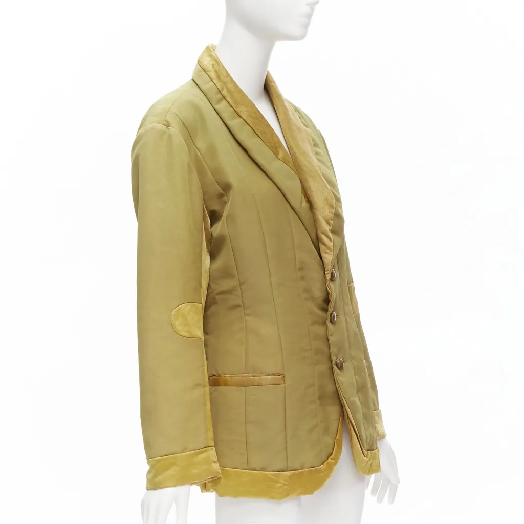 Issey Miyake 3D Collar Insert Jacket Khaki Fair - Inside View