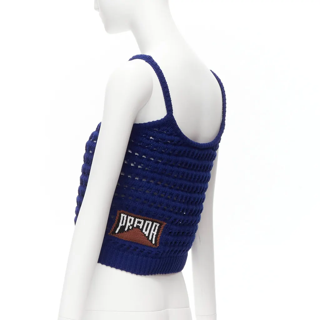 Prada Crochet Knit Tank Blue Polyester Never worn - Front View