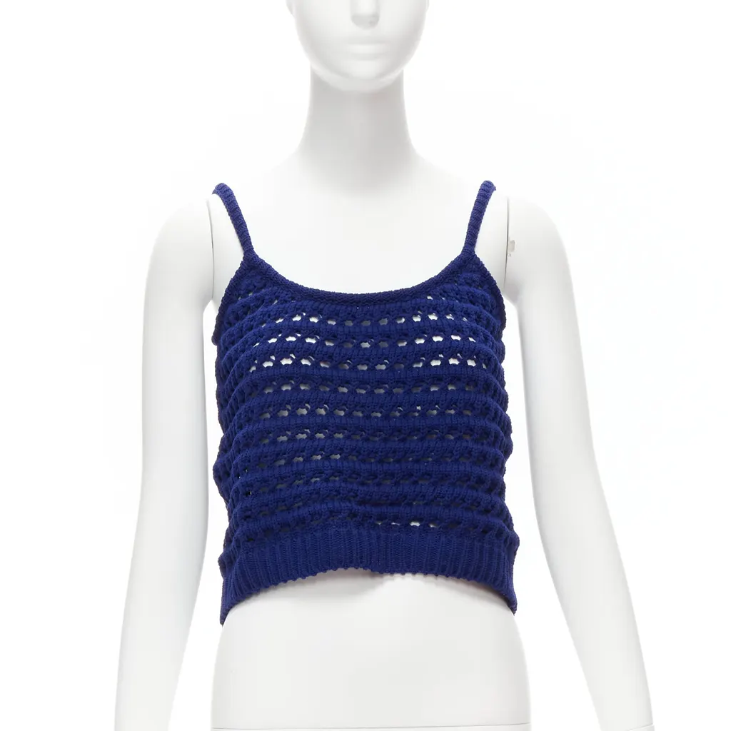 Prada Crochet Knit Tank Blue Polyester Never worn - Inside View