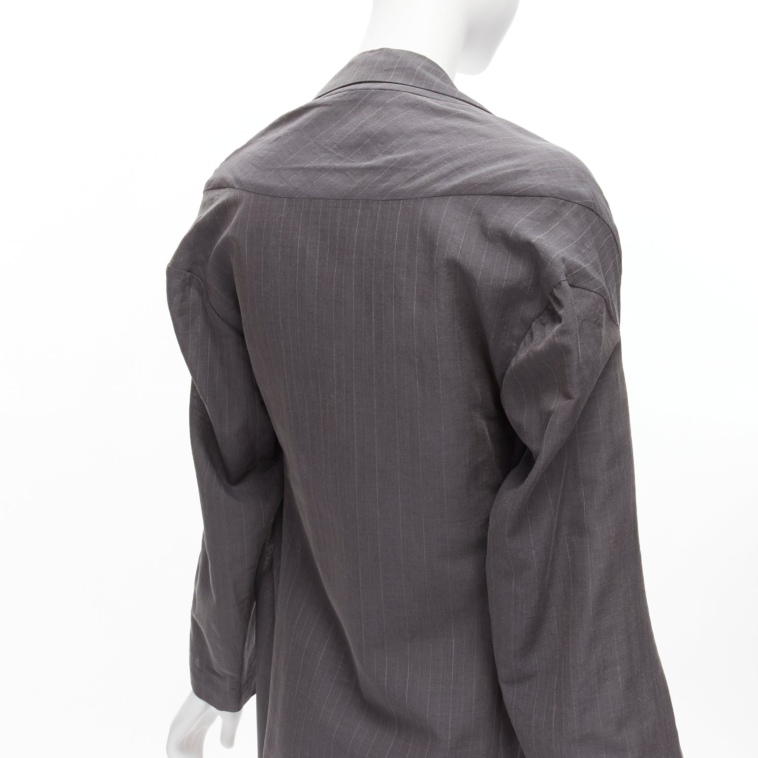 Yohji Yamamoto Grey Wide Cut Coat - Back view