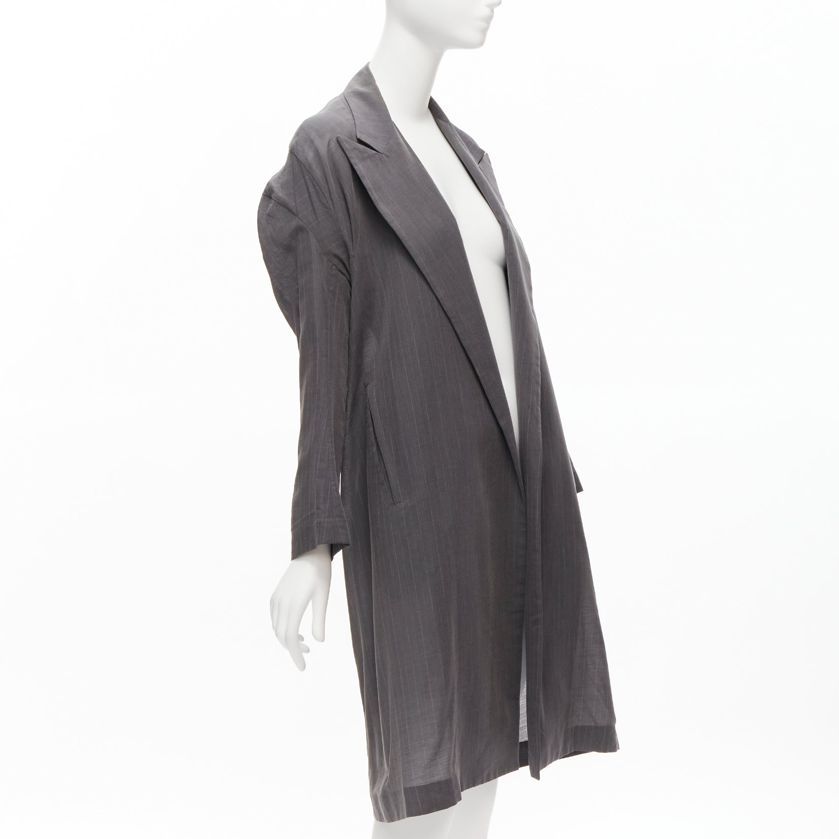 Yohji Yamamoto Grey Wide Cut Coat - Image 6