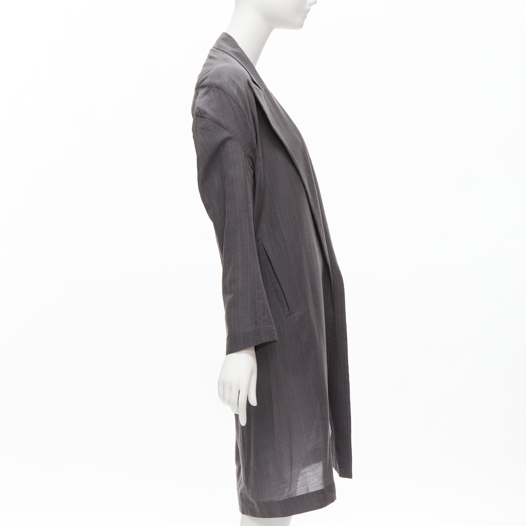 Yohji Yamamoto Grey Wide Cut Coat - 4