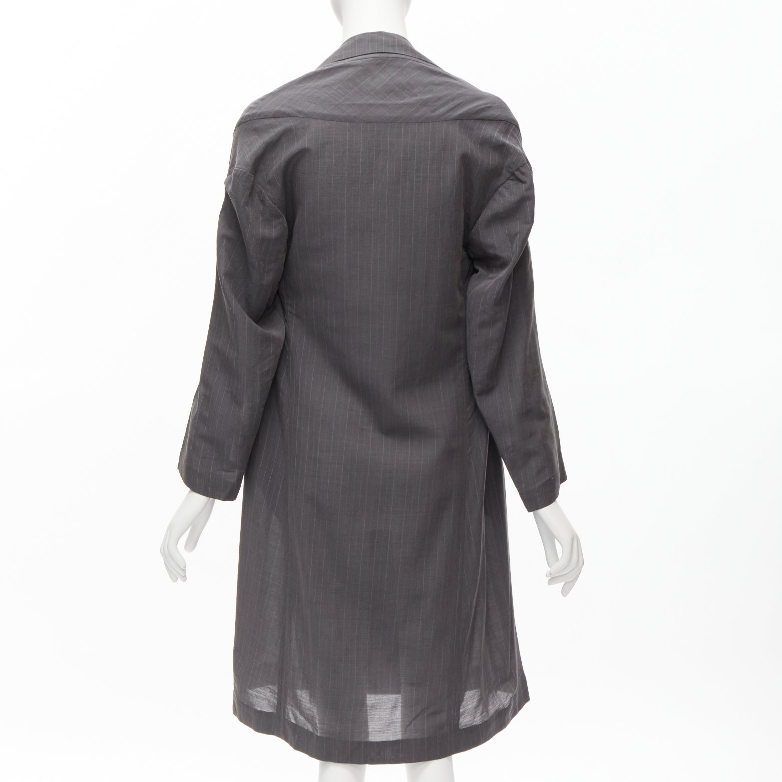 Yohji Yamamoto Grey Wide Cut Coat - Side view
