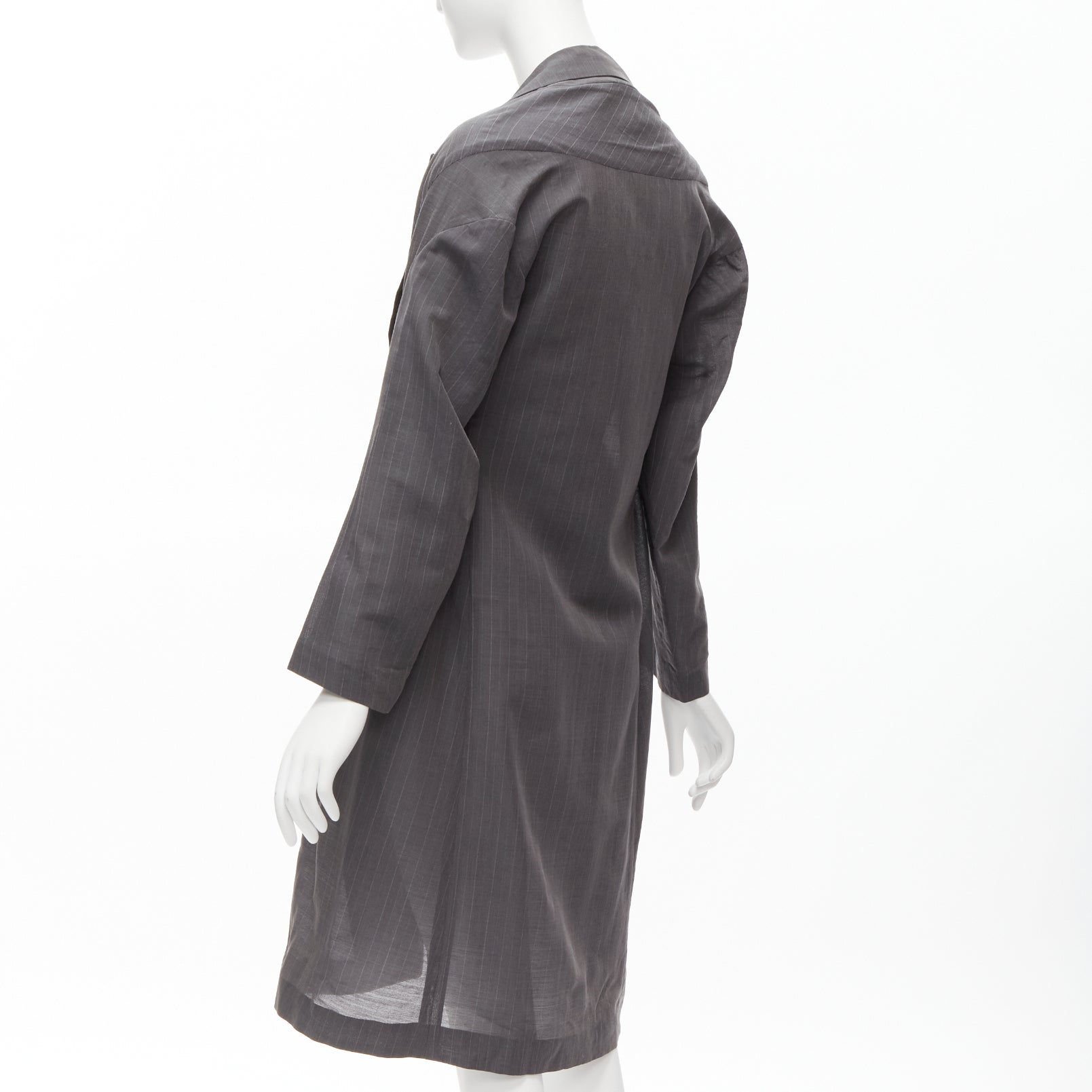 Yohji Yamamoto Grey Wide Cut Coat - Detail 1