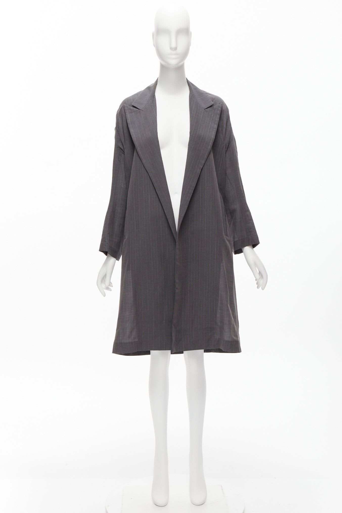 Yohji Yamamoto Grey Wide Cut Coat - Image 11