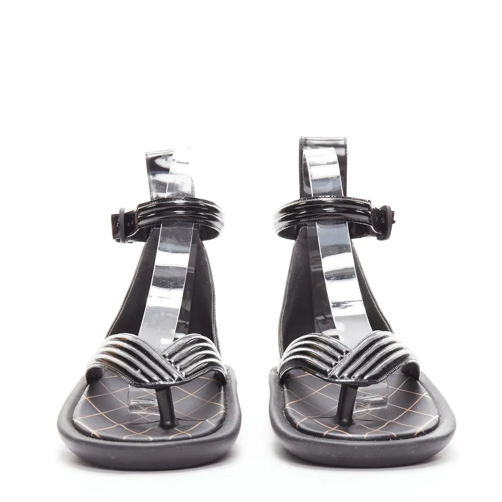 Louis Vuitton Leather Geta Sandals Black Leather Very good - Inside View