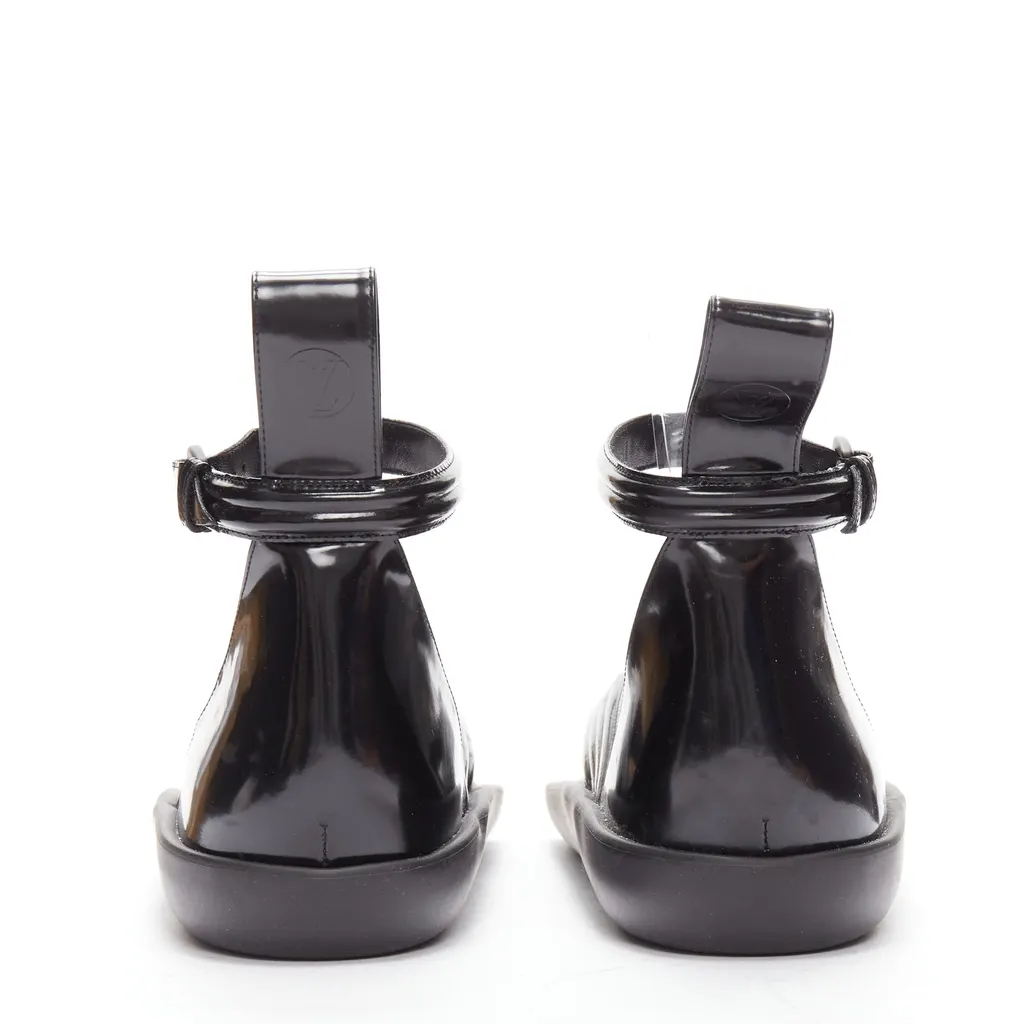 Louis Vuitton Leather Geta Sandals Black Leather Very good - Box View