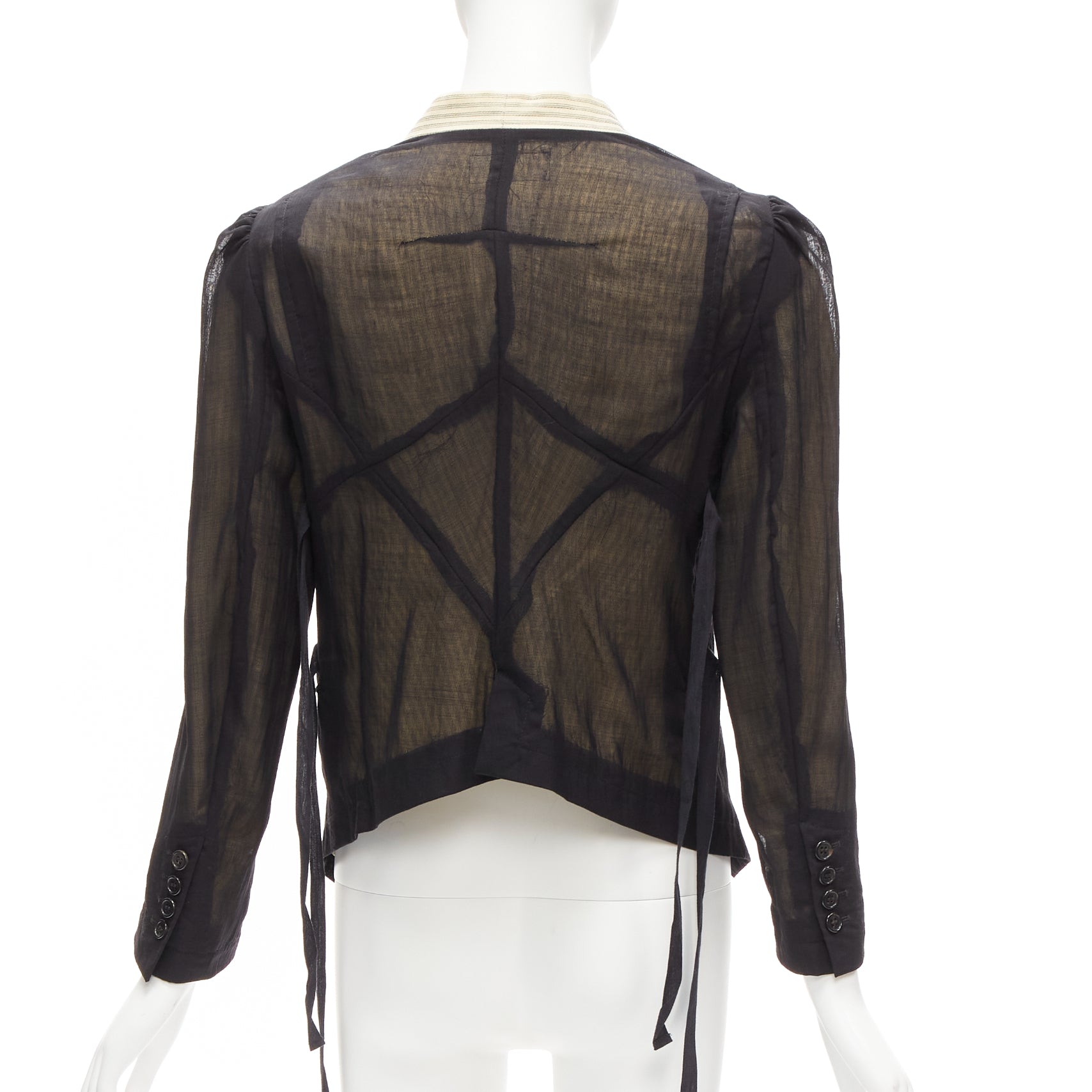 Ann Demeulemeester Sheer Topstitched Jacket - Back view