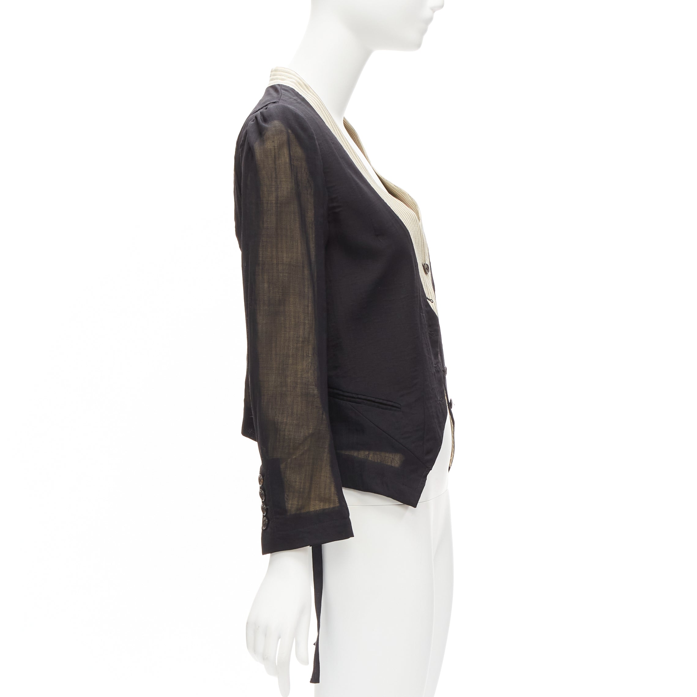 Ann Demeulemeester Sheer Topstitched Jacket - Side view