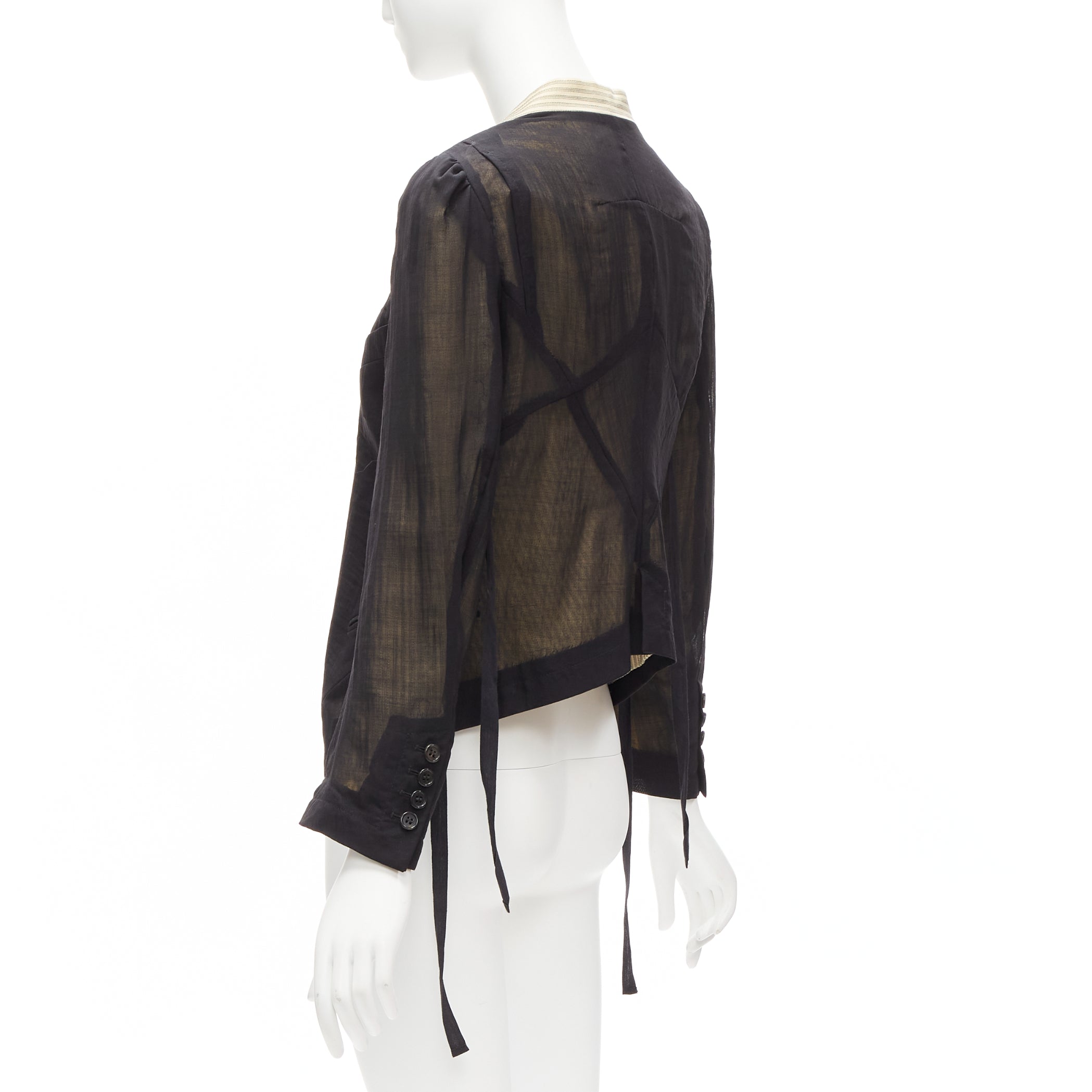 Ann Demeulemeester Sheer Topstitched Jacket - Detail 2