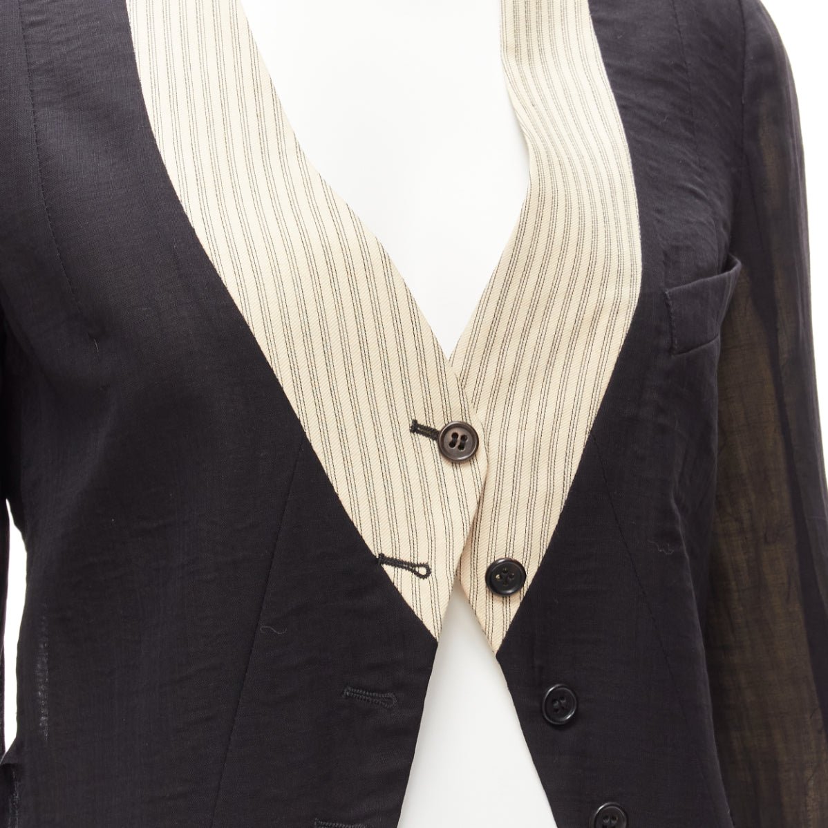 Ann Demeulemeester Sheer Topstitched Jacket - Image 12