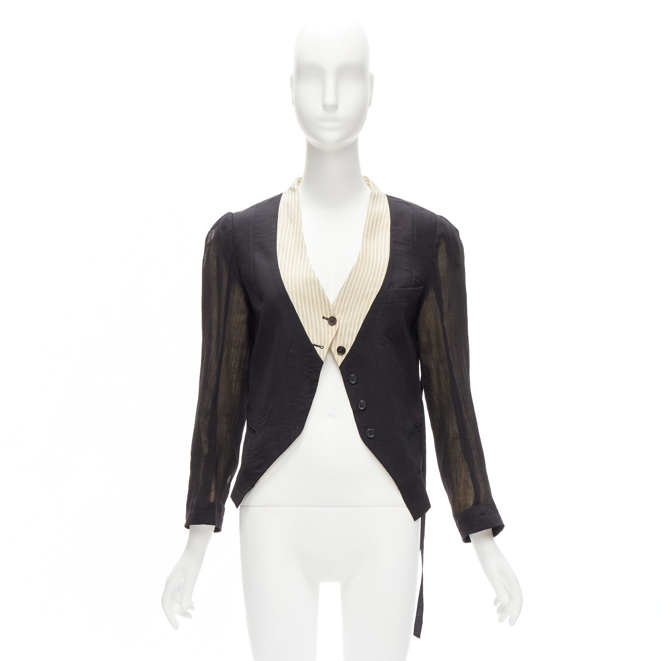 Ann Demeulemeester Sheer Topstitched Jacket - Image 14