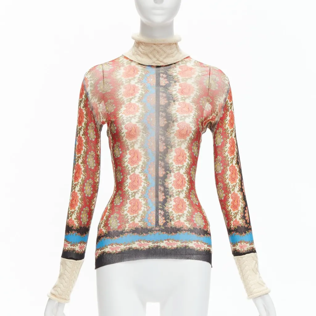 Jean Paul Gaultier Paisley Knit Turtleneck MultiColor Polyamide Very good - Front View