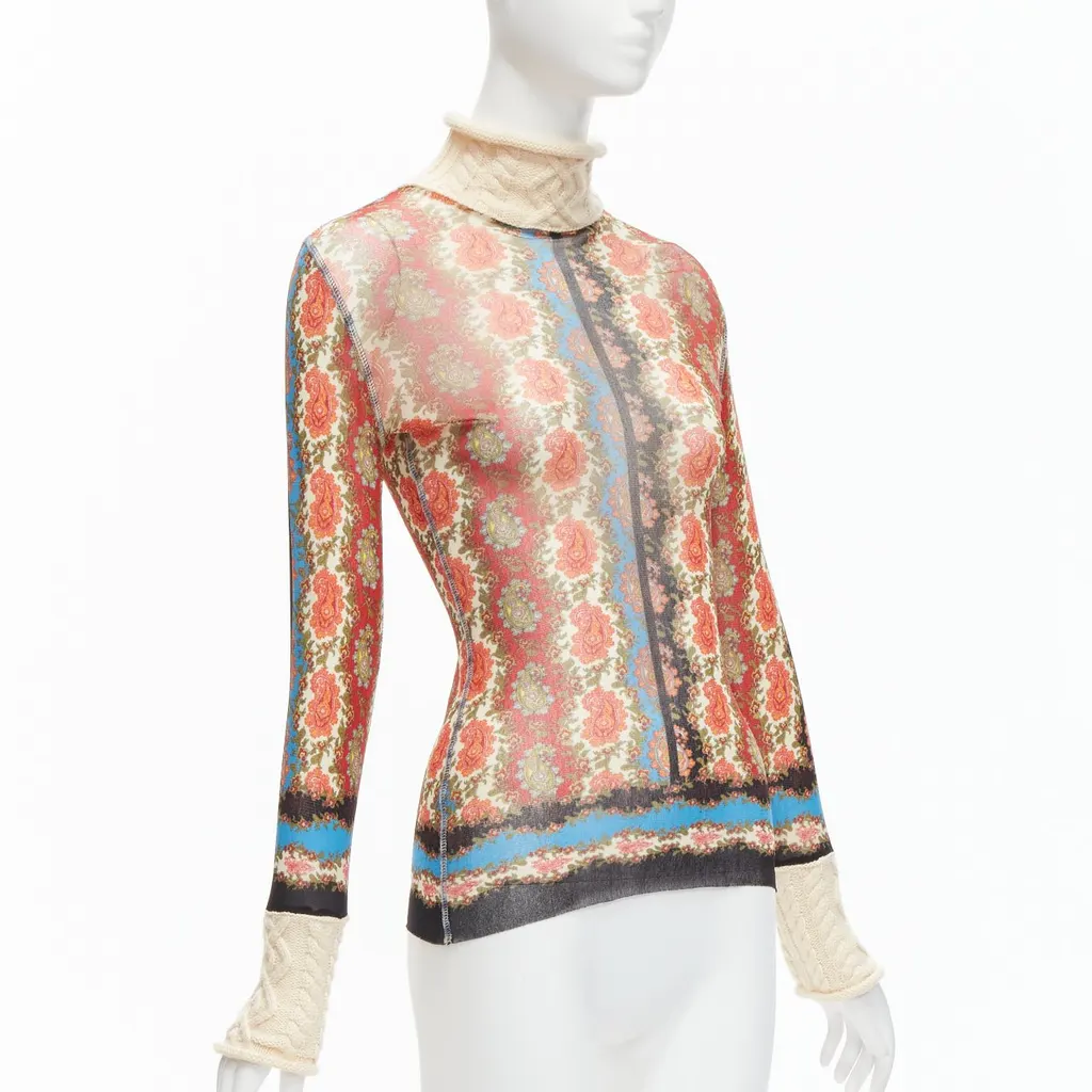 Jean Paul Gaultier Paisley Knit Turtleneck MultiColor Polyamide Very good - Inside View