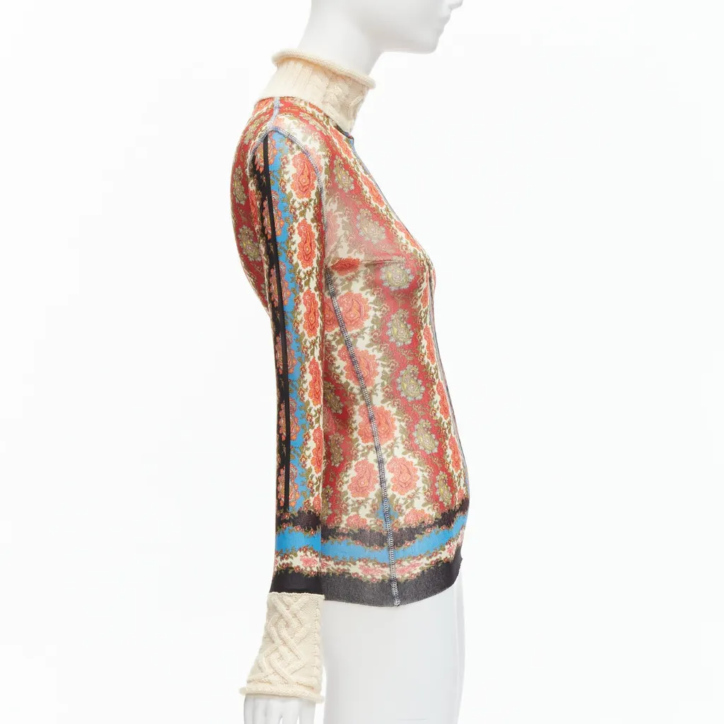 Jean Paul Gaultier Paisley Knit Turtleneck MultiColor Polyamide Very good - Model View