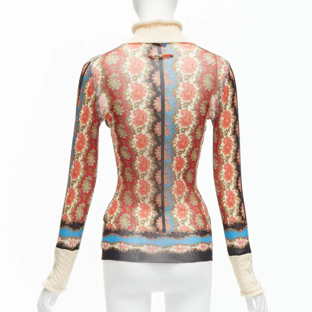 Jean Paul Gaultier Paisley Knit Turtleneck MultiColor Polyamide Very good - Box View