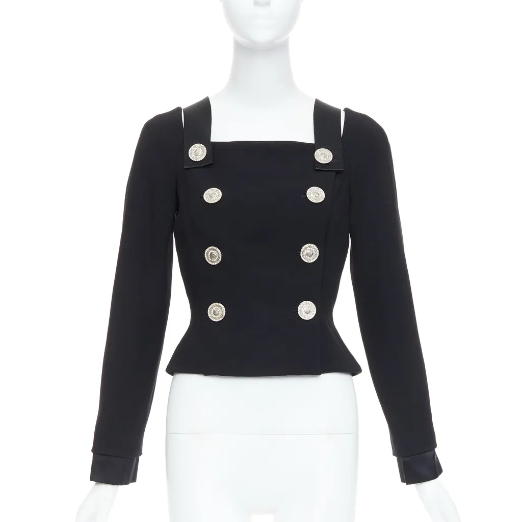 Gianni Versace Crystal Bondage Top Black Cotton Very good - Front View