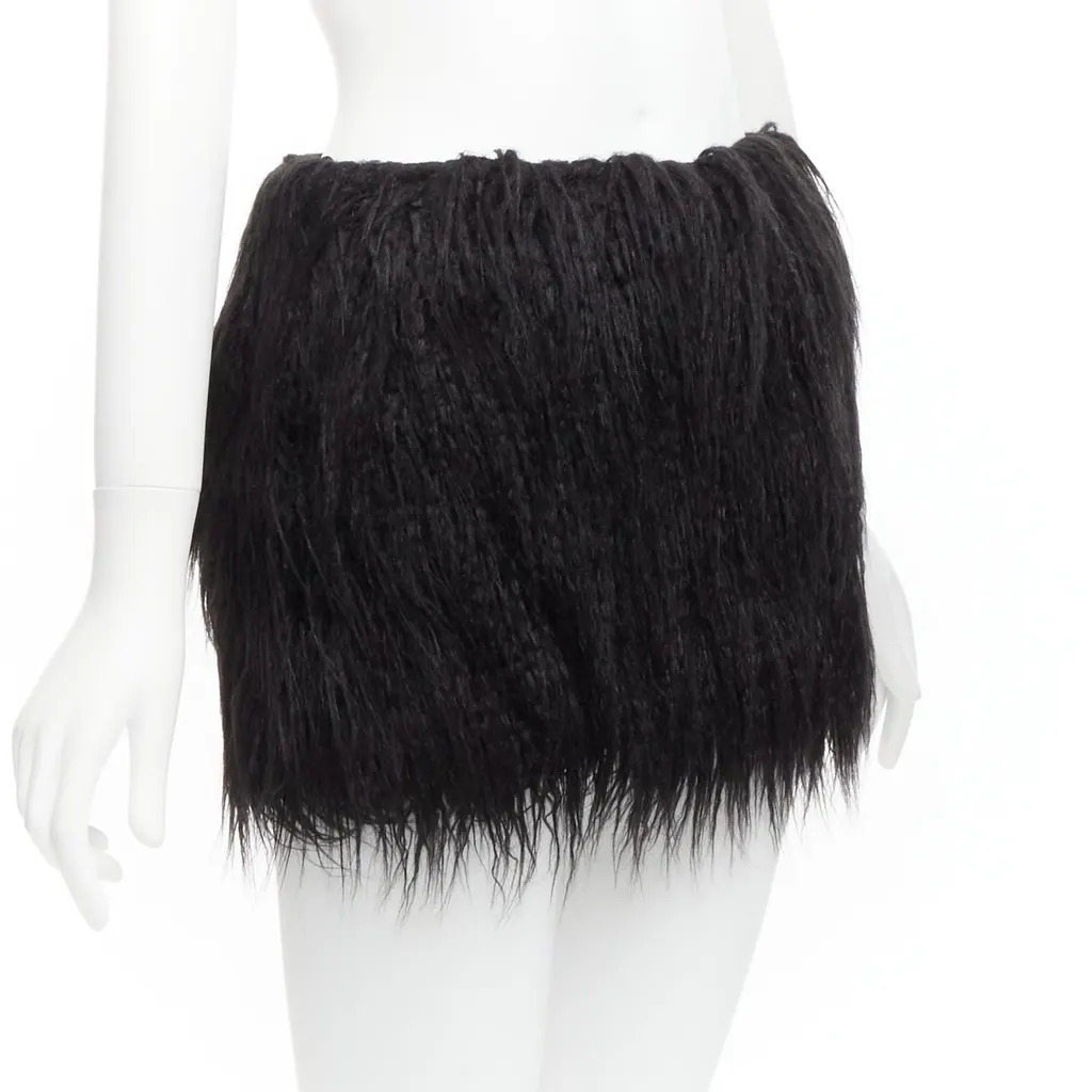 Saint Laurent Faux Fur Skirt Black Never worn, with tag - Back View