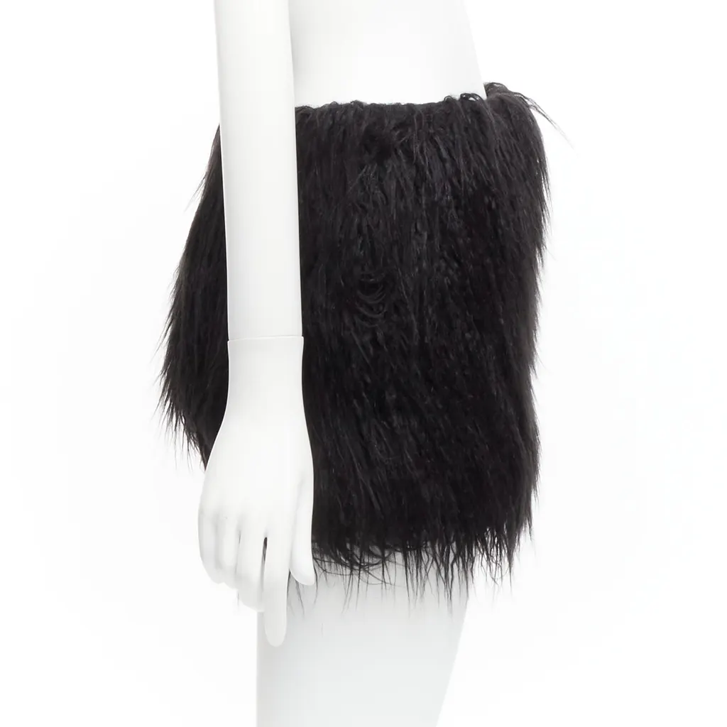 Saint Laurent Faux Fur Skirt Black Never worn, with tag - Inside View